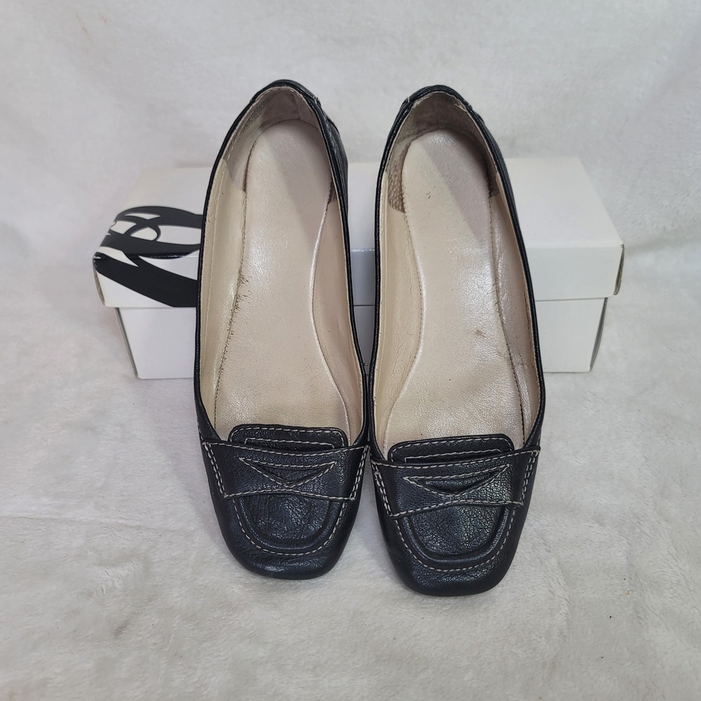 Dark Academia Y2K Leather Preppy Loafers Business Casual Size 7 Comfy Square Toe